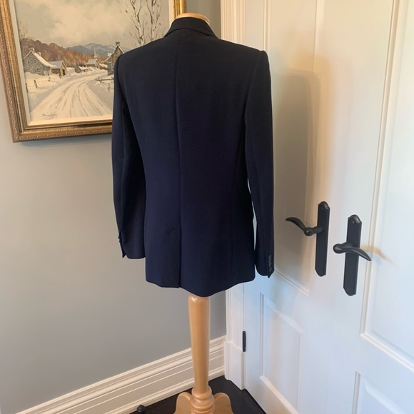 COPY - $495 Ralph Lauren black label navy blazer w/ leather trim size 8 - Picture 3 of 7